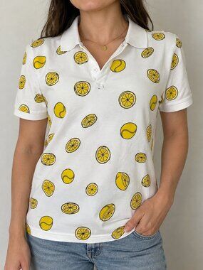 Adidas Originals Lemon & Tennis Ball Print Polo Shirt